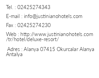 Justiniano De Luxe Resort iletiim bilgileri